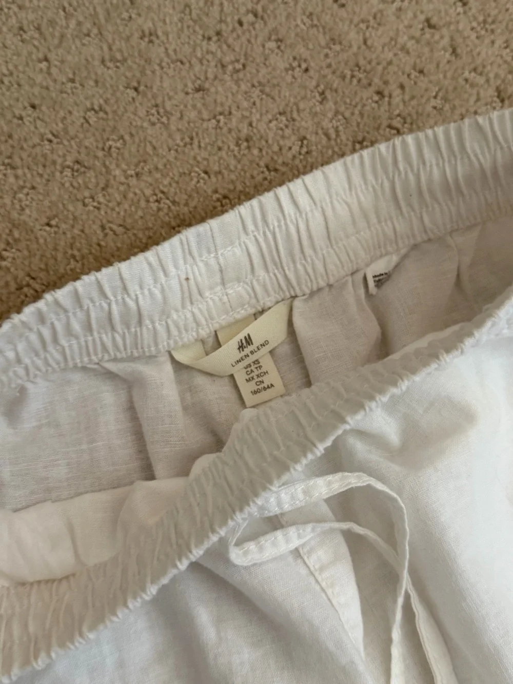 H&M Women's Straight Leg Linen-Blend Pants in Cream